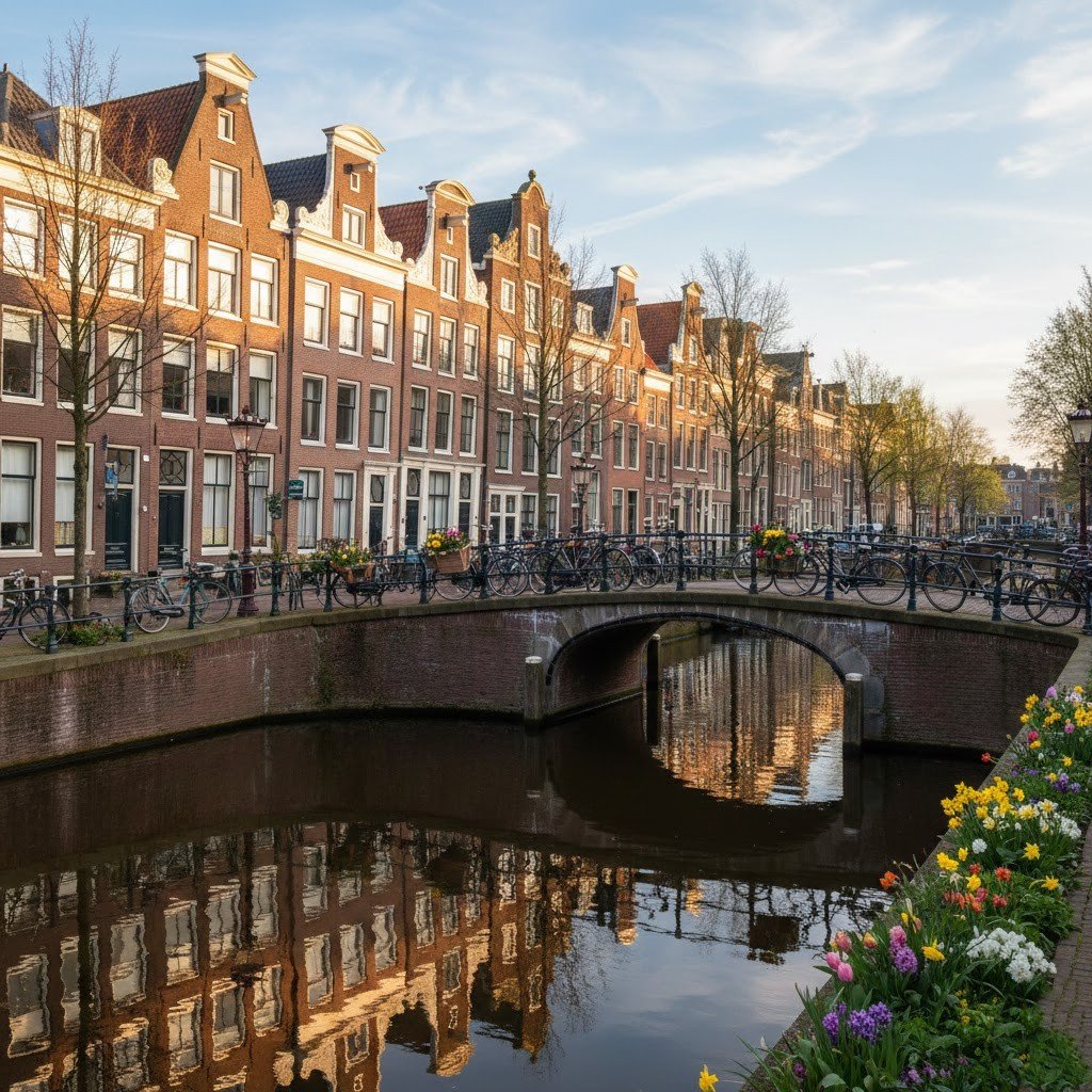 Canales y casas típicas de Ámsterdam