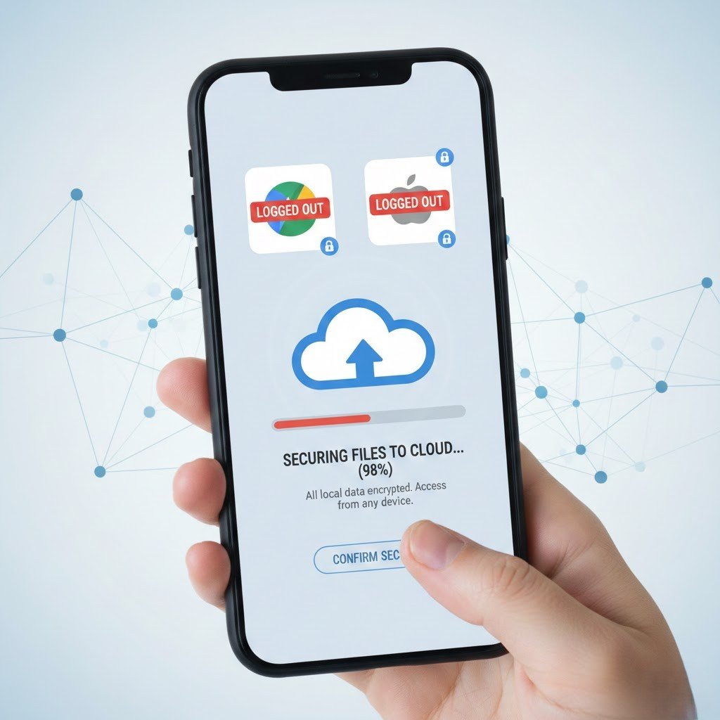 Iconos de aplicaciones de almacenamiento en la nube en un tel&eacute;fono