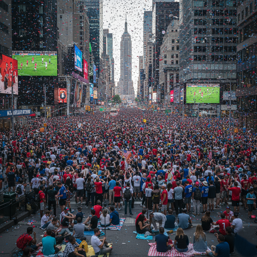 Grandes multitudes en una ciudad estadounidense