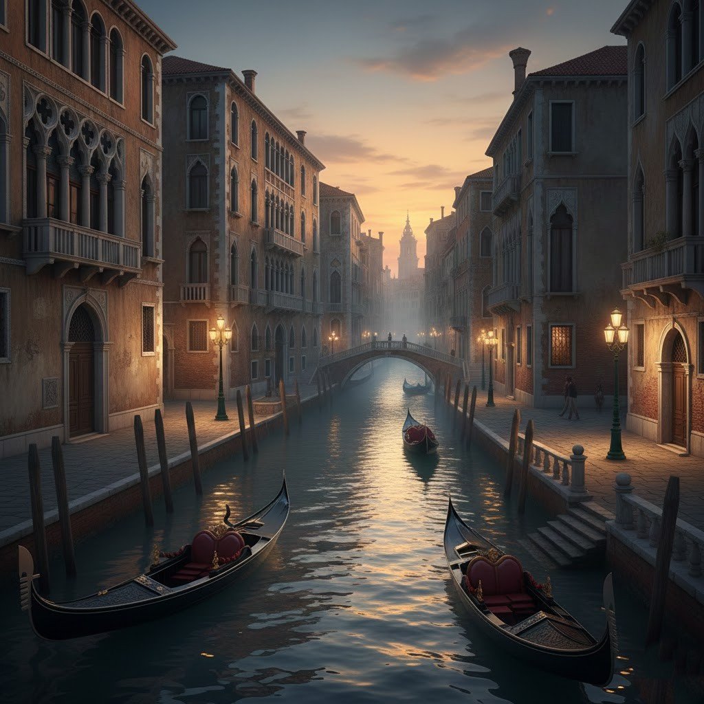 Góndolas en los canales de Venecia