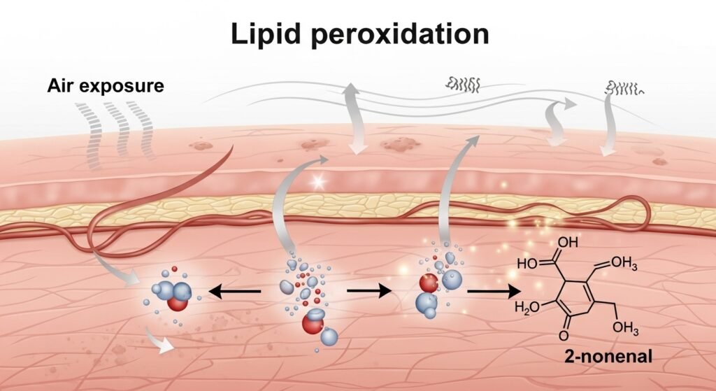 Proceso de oxidación lipídica en la piel